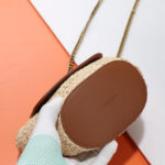 Saint Laurent Mini Manon In Raffia And Aged Vegetable-Tanned Leather Coffee